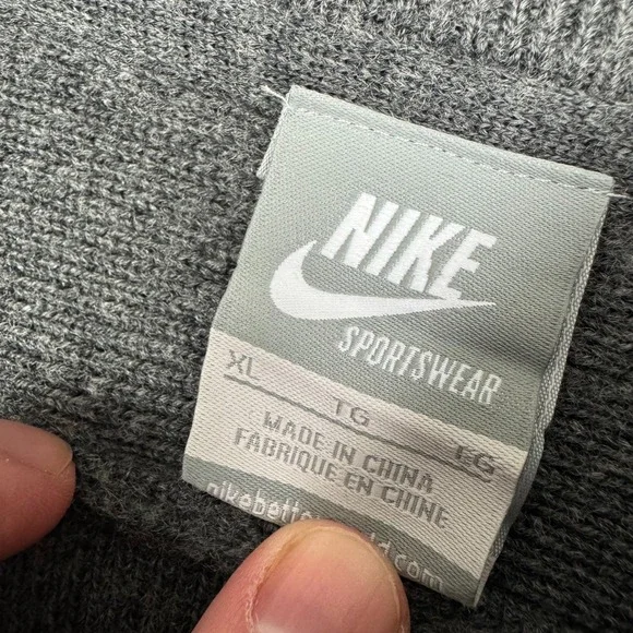 Vintage Nike Sportswear Wool Full Zip Mock Sweater Gray Mens Size XL Heavyweight